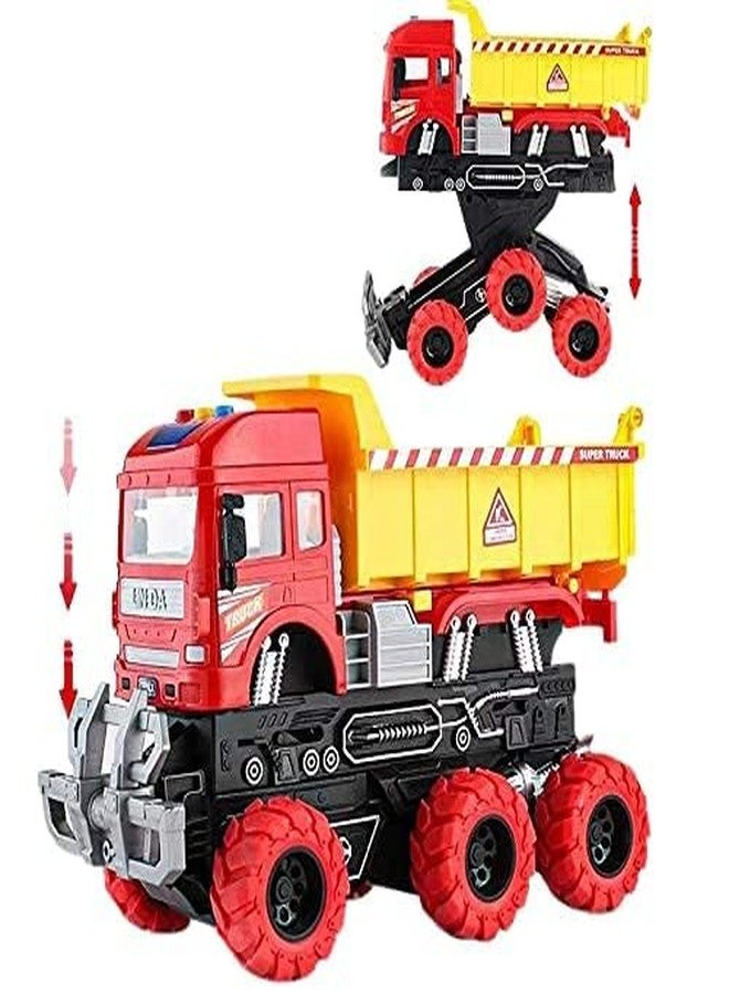 Arthasya Heavy Deformation Unbreakable Friction Powered Construction Truck 6x6 Wheel Dumper Truck Toys Sound and Light Effect Toy for 3+ Years Old Boys Girls - Image 4